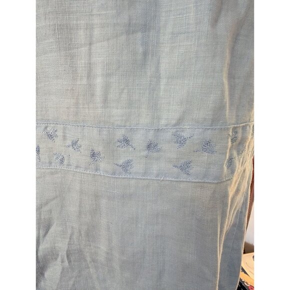L.L.Bean Womens Light Blue Linen Sleeveless Embroidered Dress Size 12 Regular - Picture 2 of 8